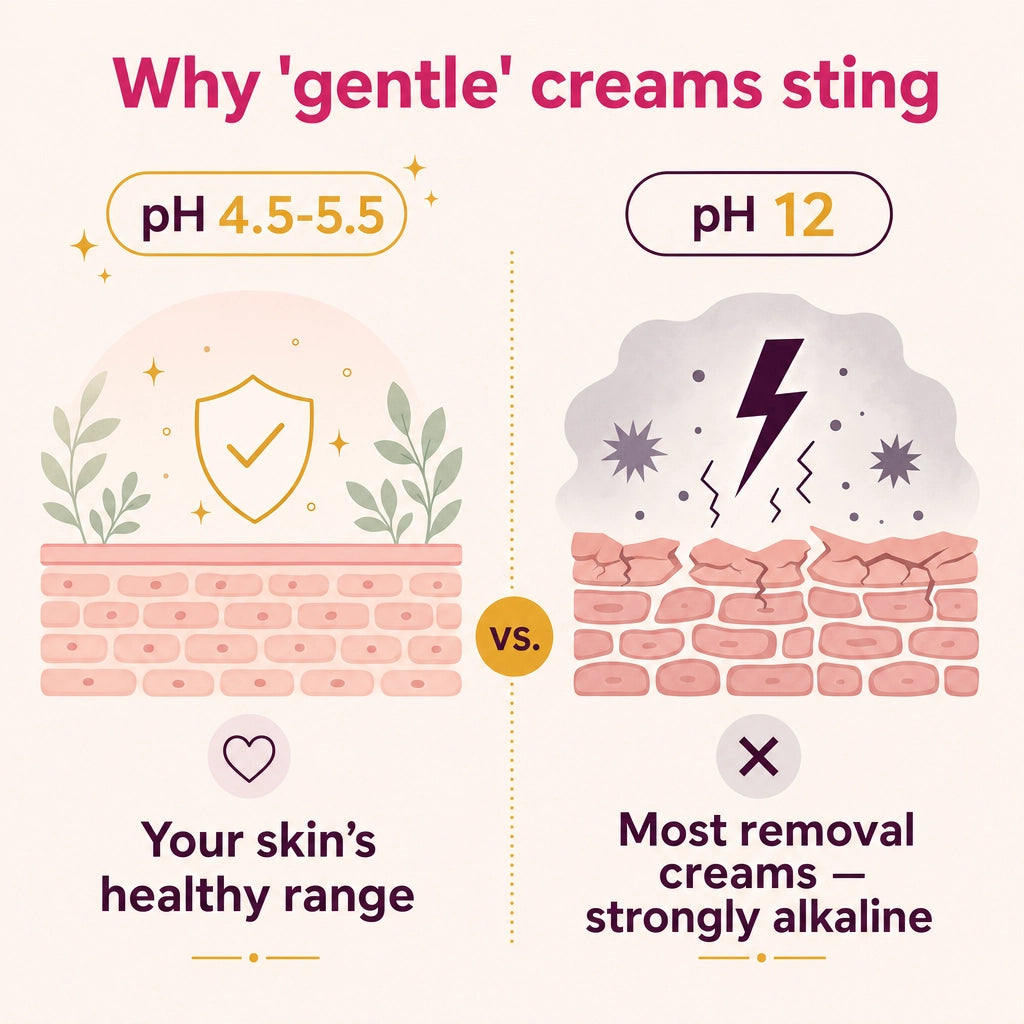 "Gentle" creams burn because of their pH. Not because your skin is difficult.